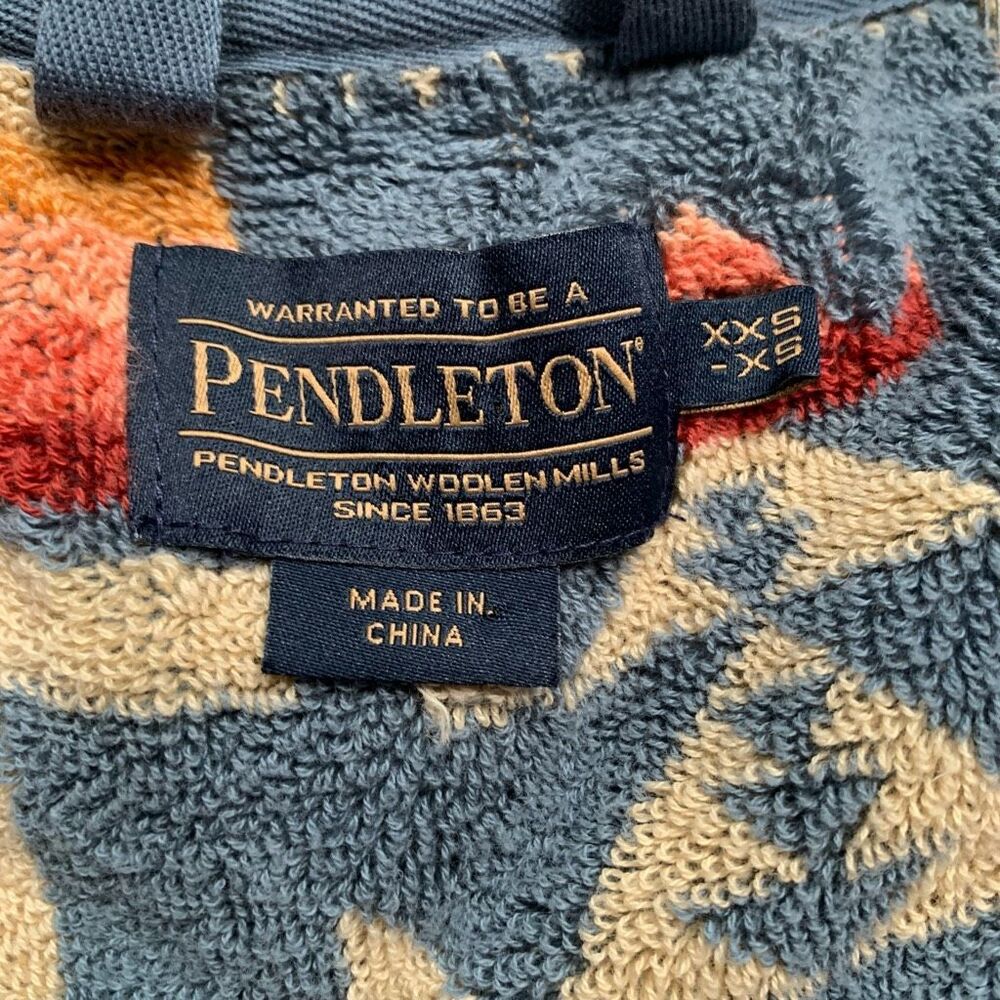 Pendleton Blue Multi Native Pattern Hooded Robe - Picture 8 of 11